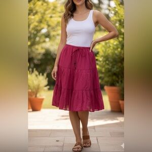 Ralph Lauren-Stylish Fuchsia 100% Cotton Pink Skirt (Petite Medium)